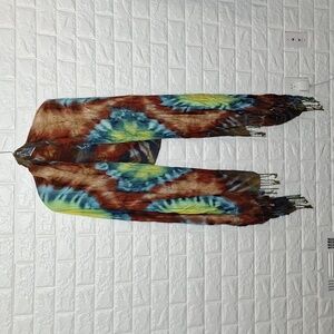 ANTHROPOLOGIE BRIGHTLY TWISTED Tie-Dye Scarf with Fringe